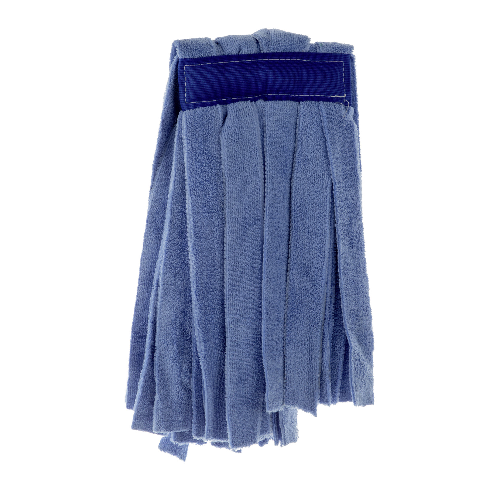 Blue microfibre mop head with multiple strips, isolated on a white background. Blue microfibre mop head with multiple strips, isolated on a white background.