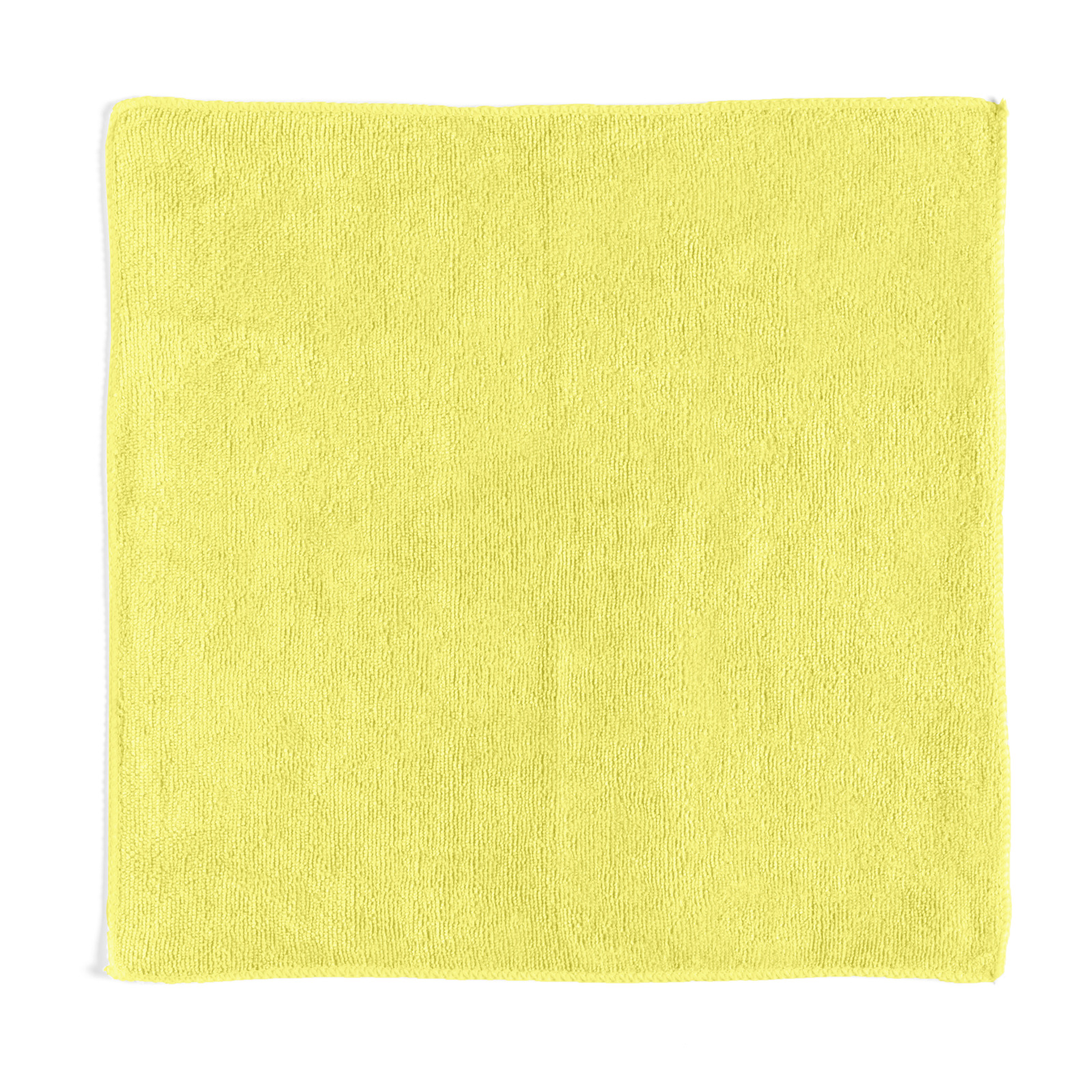 Square yellow microfibre cloth with a textured surface, laid flat against a white background.