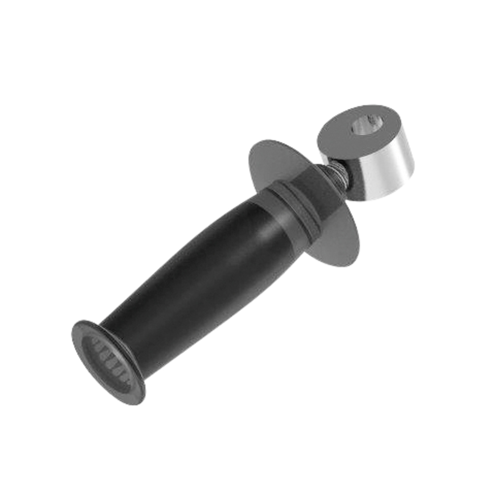 Black and silver Kärcher handle with a circular attachment on a white background. Black and silver Kärcher handle with a circular attachment on a white background.