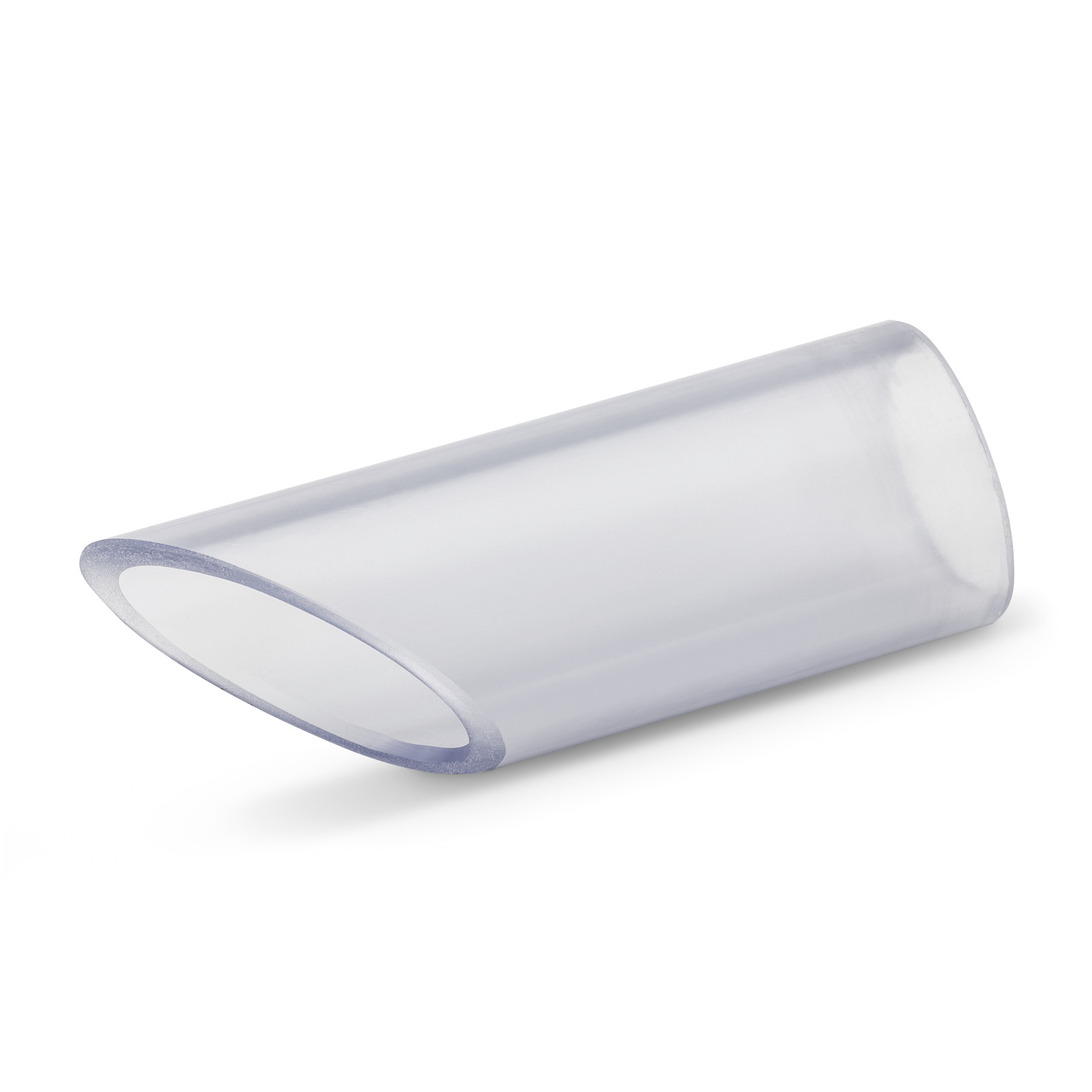 Transparent, angled plastic tube on a white background. Transparent, angled plastic tube on a white background.