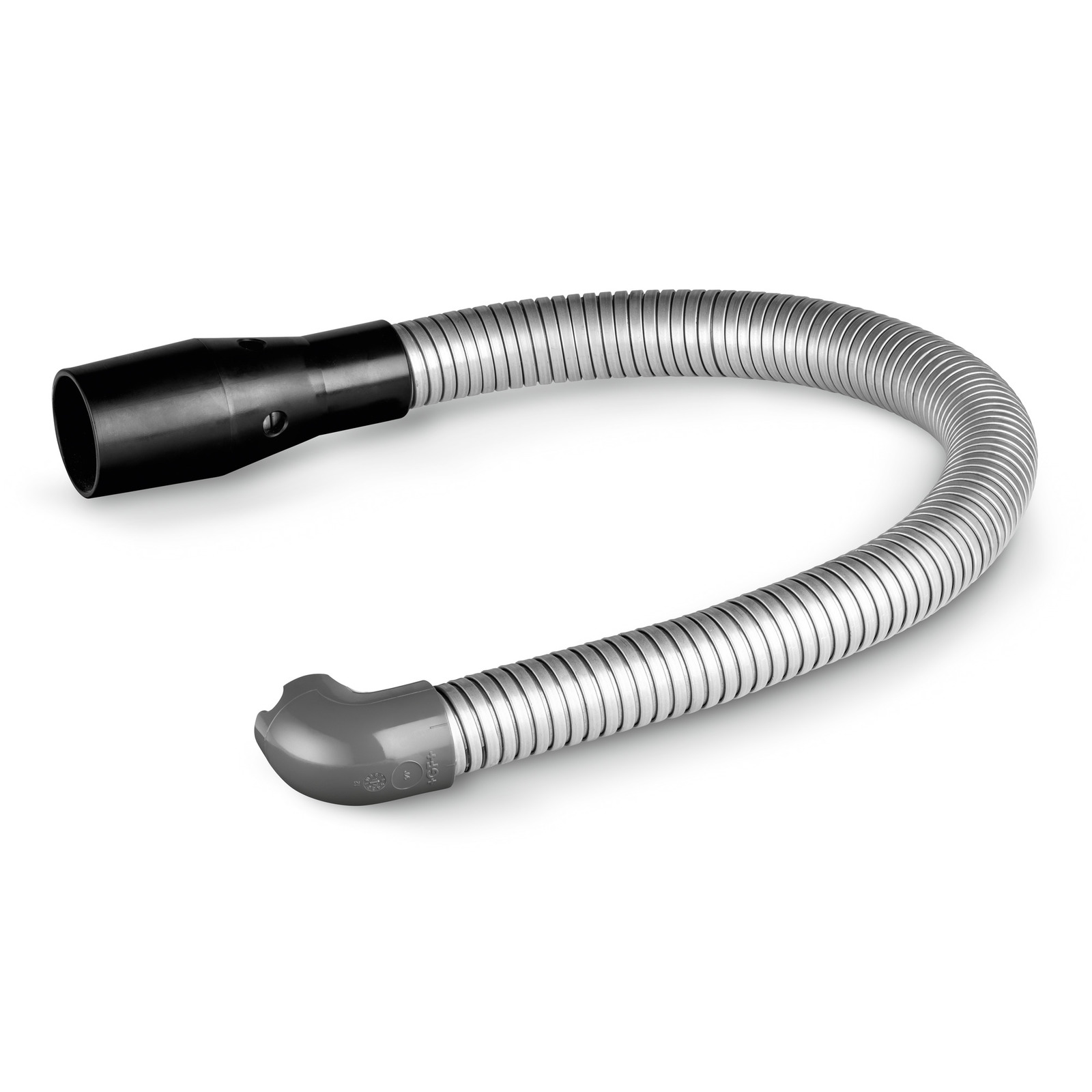 Flexible grey and black hose with ribbed texture, featuring a Kärcher connector on one end.