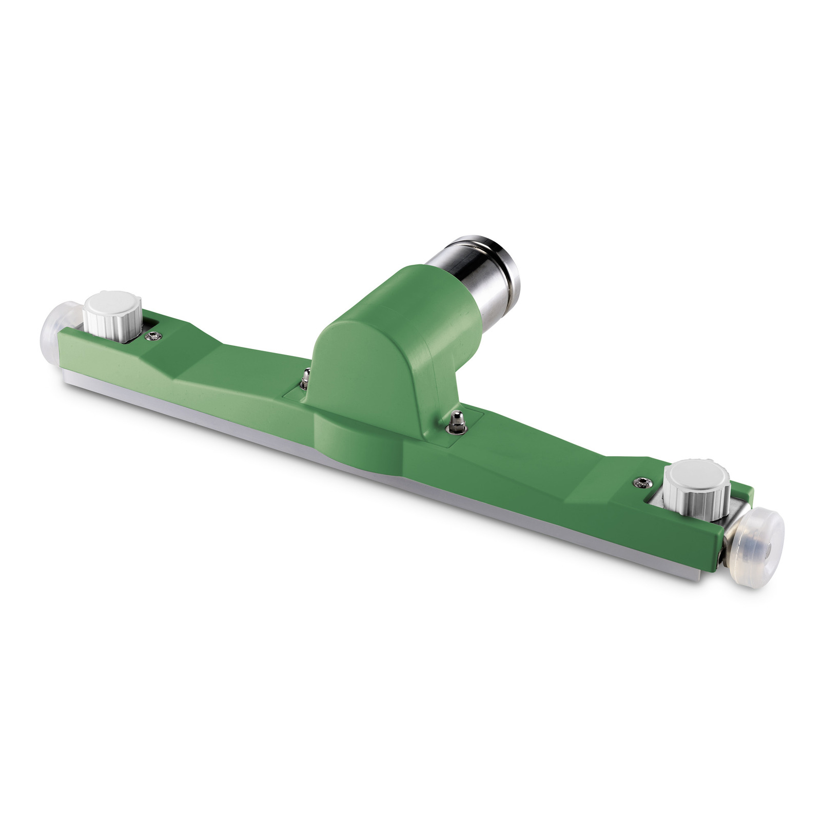 Green Kärcher floor tool with a central metal connector and white knobs on each end, set against a white background.